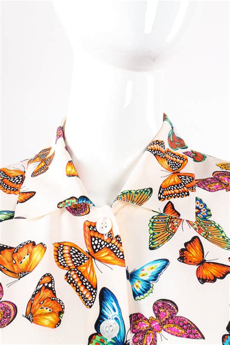 Vintage Escada Rainbow Butterfly Silk Tunic Blouse Recess