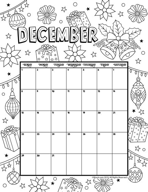 December Calendar 2021 Coloring Pages Free Printable Coloring Pages