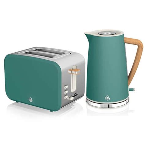 Swan Nordic Pine Green 17 Litre Cordless Kettle And 2 Slice Toaster Sk14610st14610gren Harts