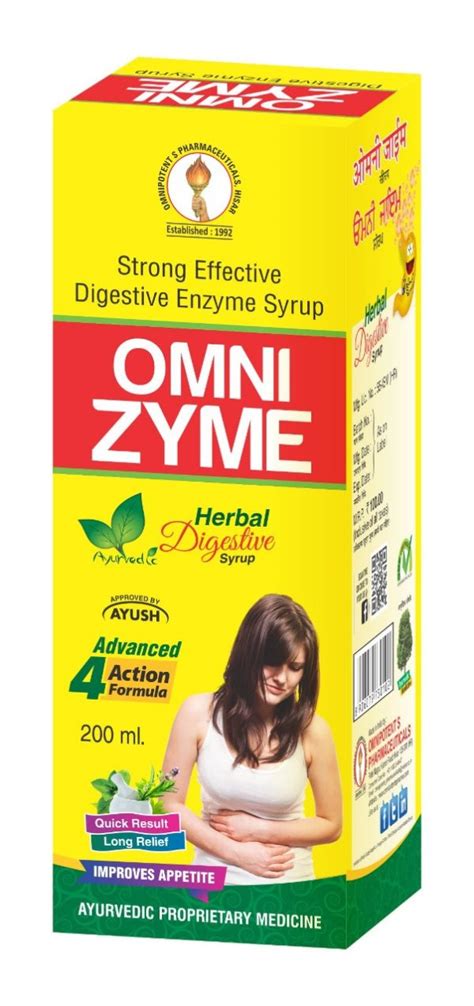 We offer rishi zyme digestive enzyme syrup which helps in curing from digestive. Omni Zyme Syrup - OMNIPOTENT S PHARMACEUTICALS