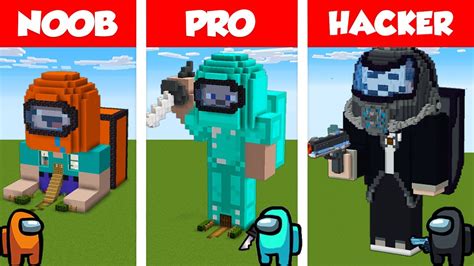 Minecraft Noob Vs Pro Vs Hacker Among Us House Build Challenge In