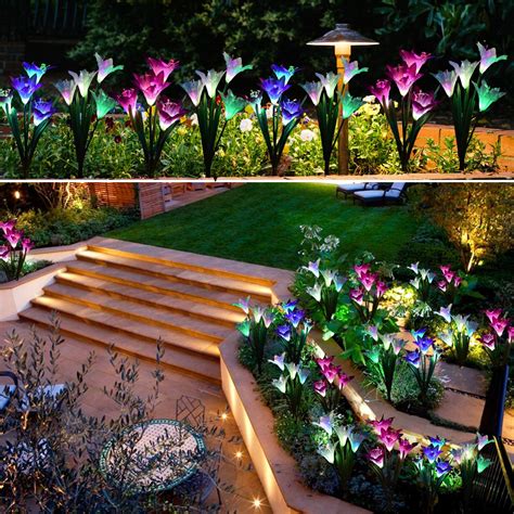 Led Light Up Garden Flowers Solar Powered Garden Flower Lights