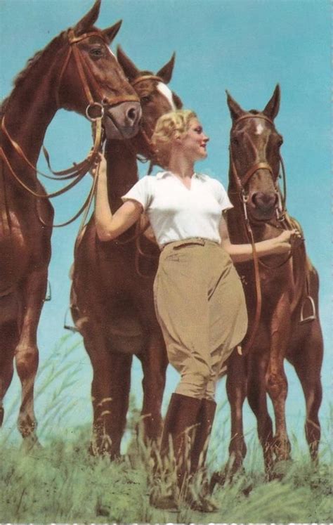 1950s 6 Postcards Horses And Women Authentic Vintage Etsy Horses