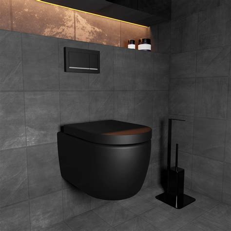 Wall Mounted Toilet Rimless Rimless Toilet Matte Black Ceramic