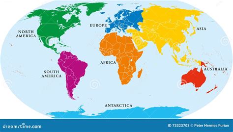 Mapa Do Mundo De Sete Continentes Ilustração Do Vetor Imagem 73323703
