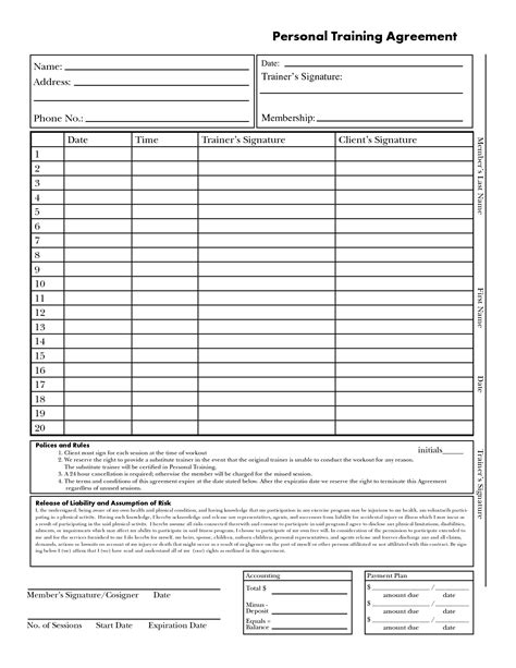 Personal Trainer Plan Template