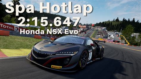 Honda NSX GT3 Evo Hotlap Spa Francorchamps 2 15 647 Assetto Corsa