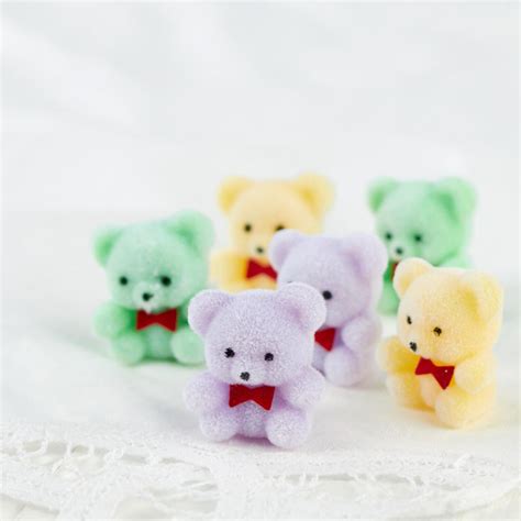 Miniature Pastel Flocked Teddy Bears Factory Direct Craft