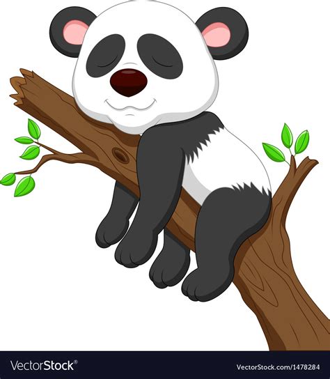 Sleeping Panda Cartoon Royalty Free Vector Image