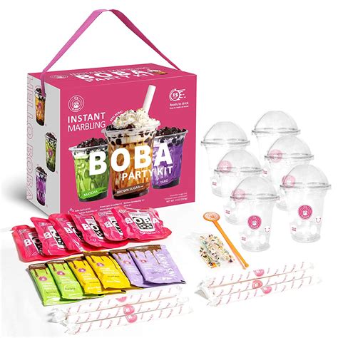 o s bubble boba tea kit instant marbling boba tea party kit 6 serving bubble tea