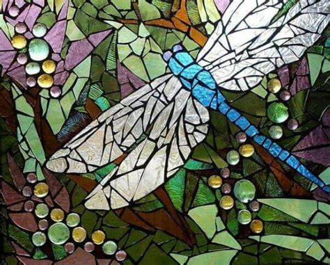 Libellule Dragonfly Stained Glass Mosaic Art Mosaic Tile Art