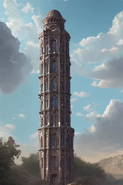 Painted Tower Of The Moon By Sylvain Sarrailh And Stable Diffusion