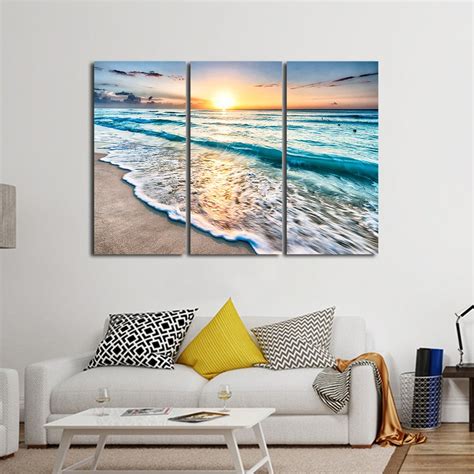 Hidden fixing bracket on the back of the acrylic panel. Sunrise in Tulum Multi Panel Canvas Wall Art | ElephantStock