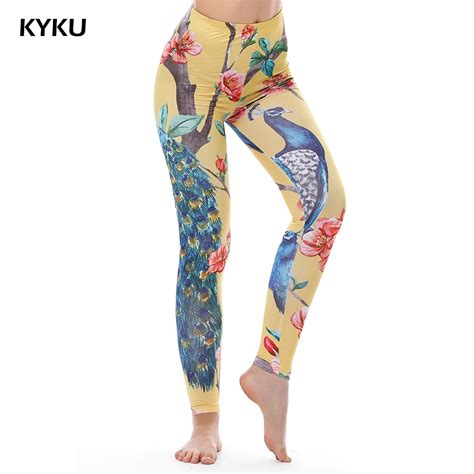 Kyku Slim Legging Peacock Leggings Women Fitness Clothing 3d Print