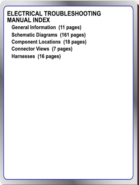 Electrical Troubleshooting Manual Index 11 Diagrams 161 Locations