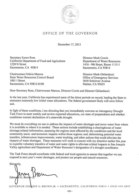 Governor Brown Directs Formation Of Interagency Drought Task Force