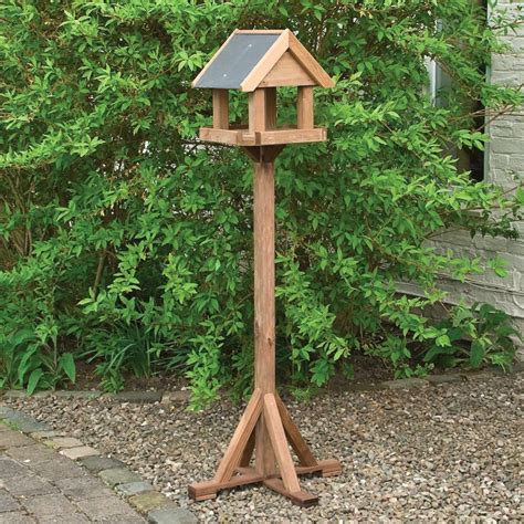 Rowlinson Bird Table Windrush Wood Tall Apex Slate Wood House Garden