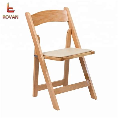 Natural Wood Wedding Folding Avantgarde Wimbledon Chairs With Padded Seat