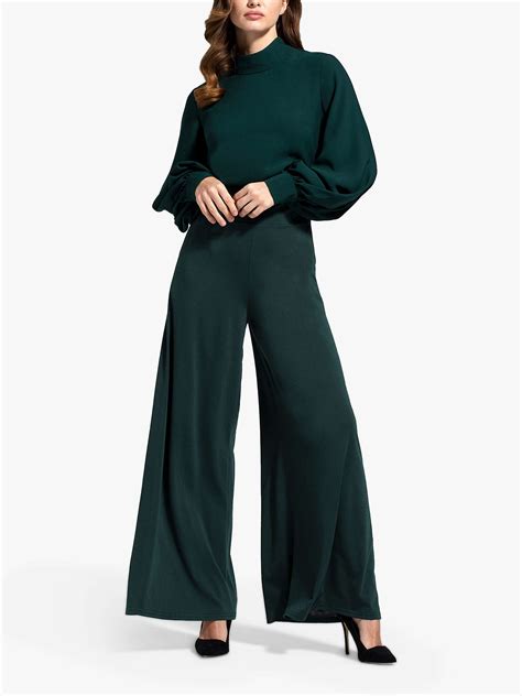 Hotsquash Funnel Neck Wide Leg Jumpsuit Bottle Green At John Lewis