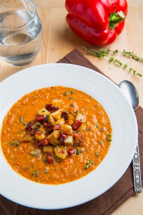 Roasting the peppers makes them sweet and mellow while the harissa has a nice kick and the goat cheese melts a bit making for a creamy, tangy taste. Creamy Roasted Red Pepper and Cauliflower Soup with Goat ...