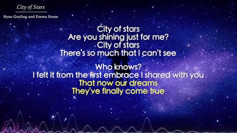 City Of Stars Ryan Gosling And Emma Stone Lyrics La La Land Ost