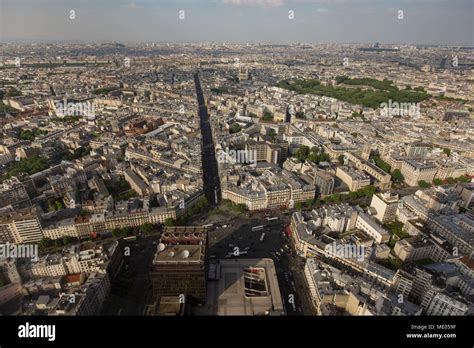 Aerial View Of Paris From The 56th Floor Of The Tour Montparnasse Rue