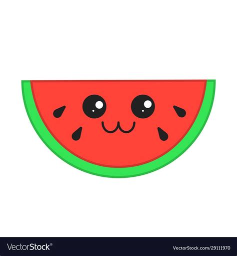Watermelon Cute Kawaii Character Vector Image On Vectorstock Vector Character Kawaii Funny Emoji