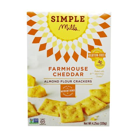 Simple Mills Farmhouse Cheddar Almond Flour Crackers, 4.25 oz, Simple