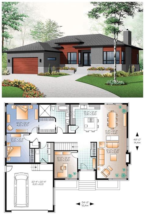 And folks who need only two bedrooms often want another as a guest room, or for another purpose like an office or a study. Contemporary Style House Plan Number 76355 with 3 Bed, 1 ...