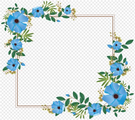 Printable Blue Flower Frame