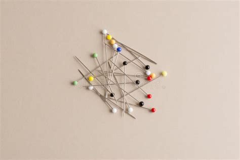 Sewing Pins With Heads Of Various Colors Stock Photo Image Of Needle
