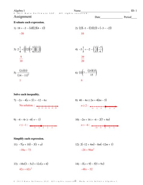 Free algebra 2 worksheets created with infinite algebra 2. Infinite Algebra 1 - Assignment