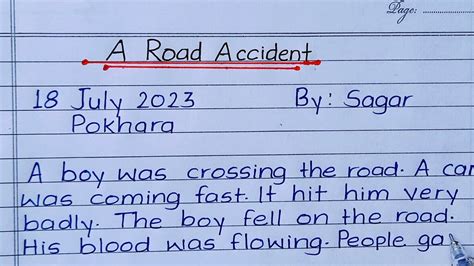 Write A Report On Road Accident In English Report Writing On Road Accident Youtube