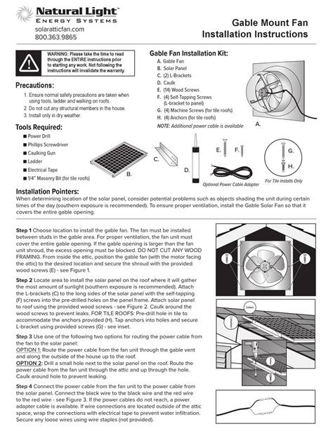Natural Light Solar Attic Fan Installation Instructions Pdf Download