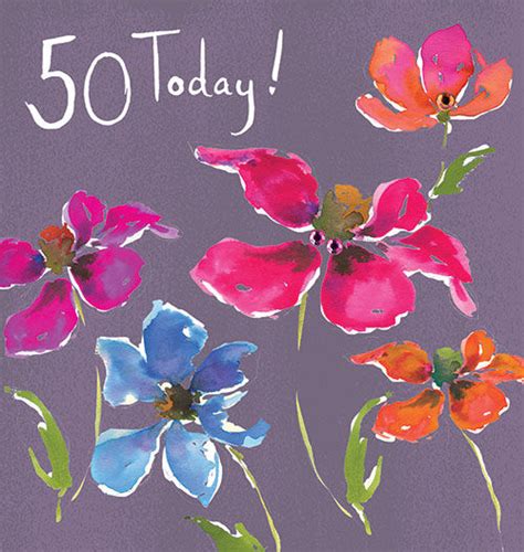 Floral 50 Today Birthday Card Karenza Paperie
