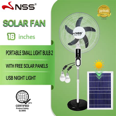 Nss Solar Electric Fan Rechargeable Fan 16 Solar Fan With Solar Panel