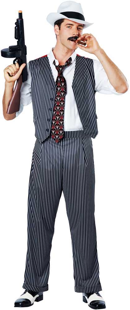 Pinstripe Mafia Mobster Al Capone Halloween Outfit Gangster Costume