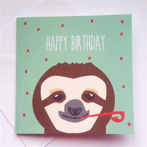 Sloth Birthday Card Happy Birthday Sloth Card