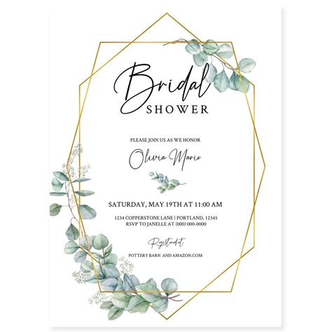 Greenery Bridal Shower Invitation Modern Bridal Shower Invitations