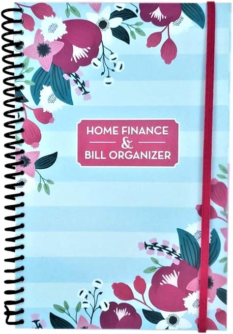 Home Finance And Bill Organizer With Pockets Flowers On Blue And White