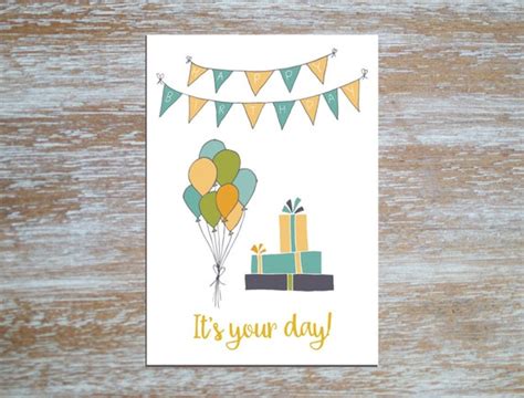 Happy Birthday Printable Folded Card Instant Download 5x7