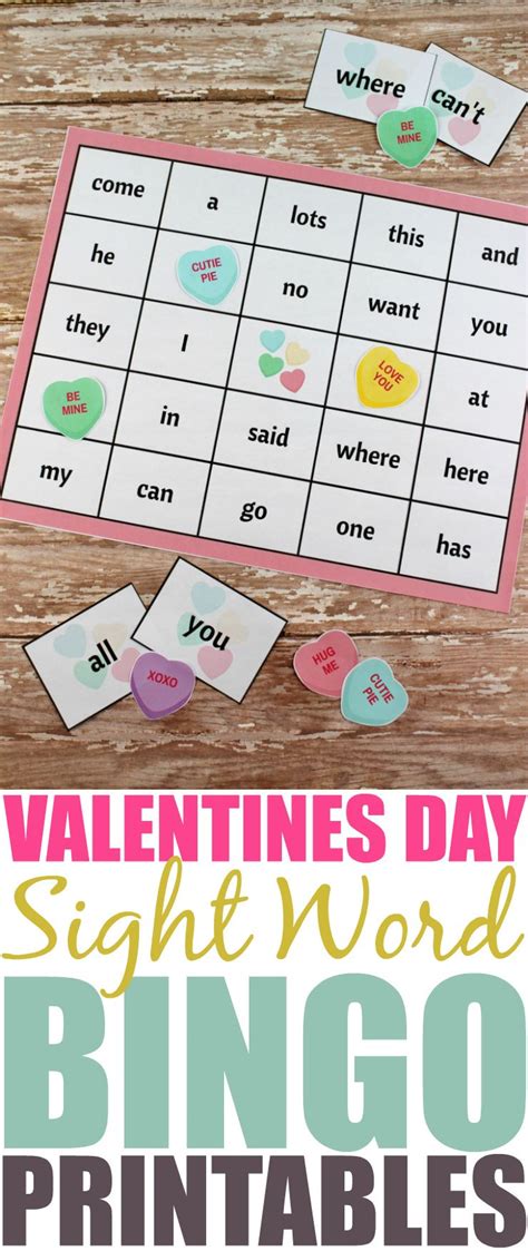 Valentines Day Sight Word Bingo Printable Package Sight Word Bingo