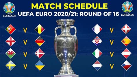 The uefa euro 2021 championship is one of the most anticipated tournaments of the year, 24 national teams will compete for the title of being crowned the best national team in europe. UEFA Euro 2020/2021 Round of 16 Full Schedule | Fixtures - YouTube
