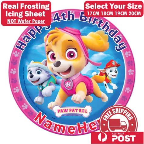 Paw Patrol Personalised Edible Image Cake Topper Round Frosting Icing