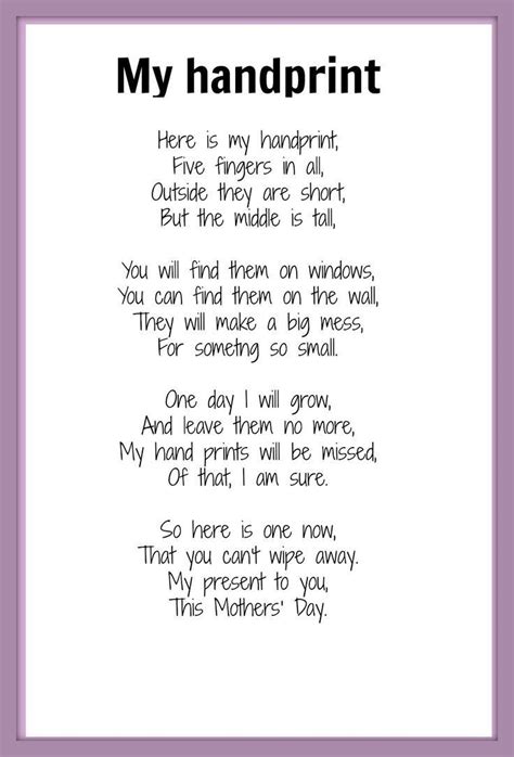 A Grandchilds Hand Poem Printable