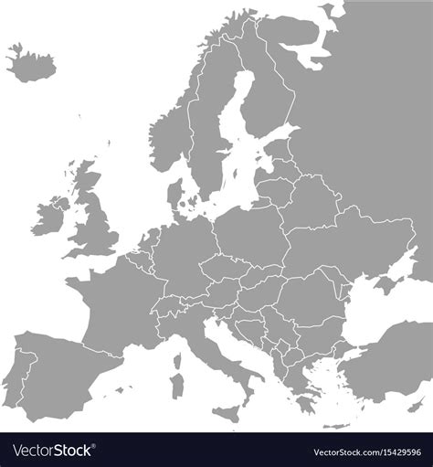 Blank Gray Political Map Of Europe And Caucasian Vector Image Images