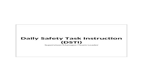 Daily Safety Task Instruction Supervisor Docx Document
