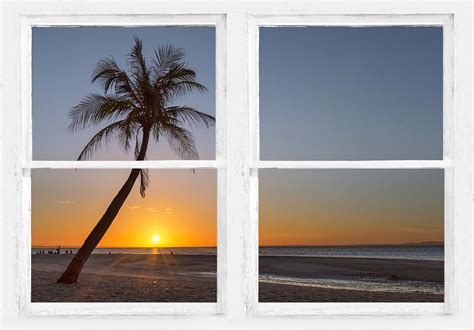 Tropical Paradise Morning Sunrise Whitewash Window View Photograph By