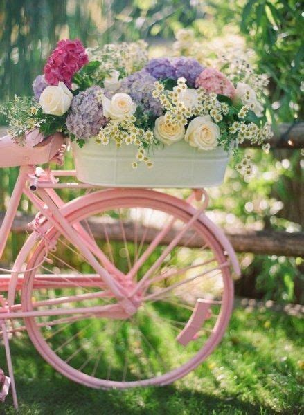 Pink Bicycle With Basket Full Of Flowers Gardeningarrangements