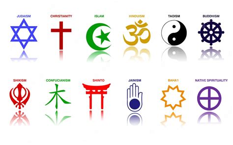 Símbolos Da Religião Mundial Sinais Coloridos Dos Principais Grupos